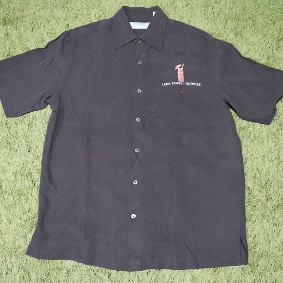 Wet Woody & Co Lake Tahoe & Truckee Threesome Silk Shirt Size Medium - Picture 1 of 9
